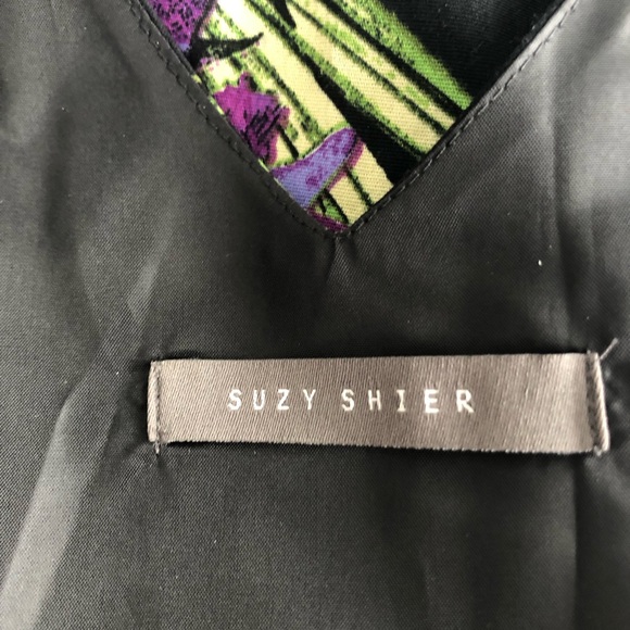 Suzy Shier Party Dress predominantly black w/ purple & green floral size medium - Picture 4 of 6